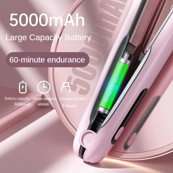 Portable Wireless Hair Straightener & Curler 2-in-1, USB Rechargeable, 4 Heat Levels, 5000mAh - Image 6