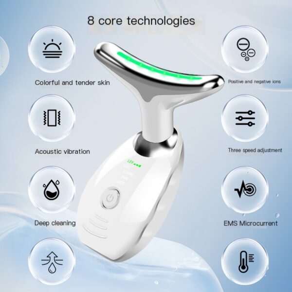 3-in-1 Neck & Face Beauty Device – Portable Massager with Vibration, Thermal, and Microcurrent - Image 2